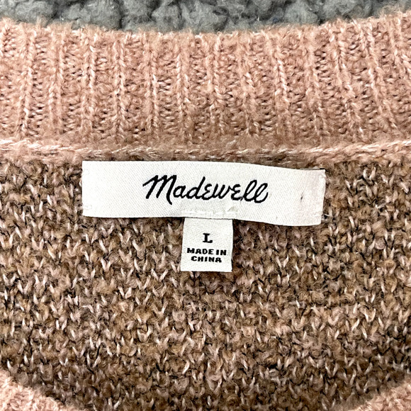 Madewell Sweater Womens Large Pink Cheetah Print Merino Wool Pullover Barbiecore - Picture 5 of 10